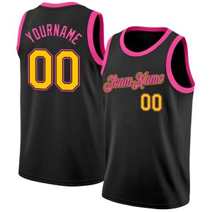 Custom Black Pink <b>Yellow</b> Basketball Jersey Men's <b>Tank</b> <b>Top</b> Sublimation Print Breathable 100 Polyester Sporty O-Neck - Product Image 2