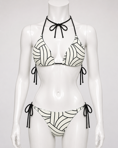 Custom Plus Size Women Bandeau Geometric Print Halter <b>Bikini</b> <b>Set</b> Tie Side <b>String</b> Front Stretch Polyester Breathable Two Piece - Product Image 6