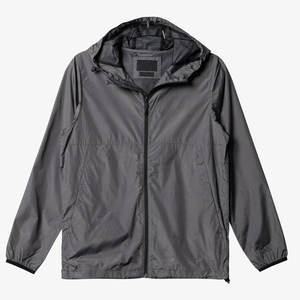Veste coupe-vent à capuche pour homme, couleur unie, fermeture éclair, polyester léger, vêtement décontracté pour le printemps - Product Image 1