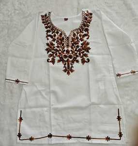 Trendy Women Cotton Short <b>Kurti</b> With Embroidered Neck And Hem Loose Fit Traditional <b>Indian</b> Pakistani Top Casual Wear All Seasons - Product Image 6