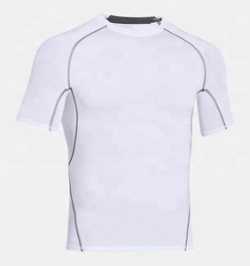T-shirt de sport blanc à manches courtes pour homme, séchage rapide, coupe ajustée, col rond, tricoté, design sportif, couleur unie, nouveau modèle 2026 - Product Image 2