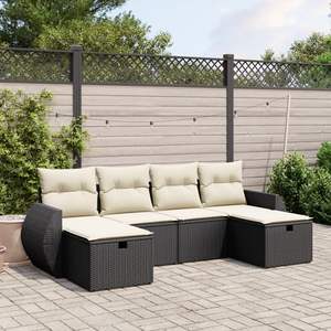 Conjunto de Sofás Modulares Grandes de Ratán Sintético Negro para Jardín - Product Image 1