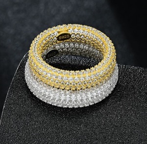 Anillo de banda de diamantes de 3 capas con incrustaciones de moissanita VVS, plata de ley 925, estilo hip hop, para boda, compromiso, regalo, unisex. - Product Image 6