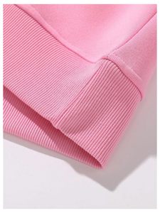 Pink Unisex <b>Hooded</b> <b>Fleece</b> Half Zipper Oversized Casual Solid Color Pullover 100% Cotton Winter Streetwear Hoodie - Product Image 3