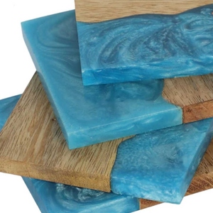 Custom Wooden Resin Coasters with Holder Contemporary Design Eco-Friendly Heat Resistant for Dining Kitchen Tabletop Protection - Product Image 3