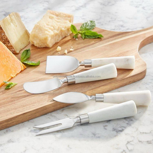Ensemble de couteaux à fromage à manche pointu en acier inoxydable et résine, avec marbre blanc, pour charcuterie, articles de table, vente en gros, articles personnalisés - Product Image 4