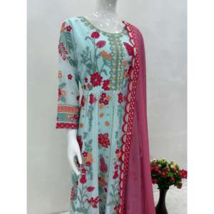 Conjunto de traje de fiesta para mujer de diseñador con trabajo de secuencia para ocasiones especiales - Product Image 5