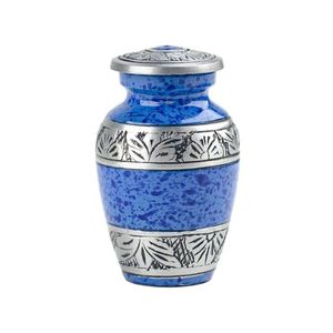 Urna Funeraria Metálica Pequeña para Adultos con Grabado Floral de Hojas Plateadas, Urna para Guardar Cenizas y Recuerdo, Precio Económico - Product Image 1