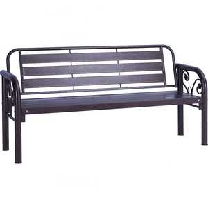 Vintage Antique Brown <b>Metal</b> Frame 3 Seater <b>Bench</b> Indoor Outdoor Hallway Entryway Dining Garden Seat - Product Image 1