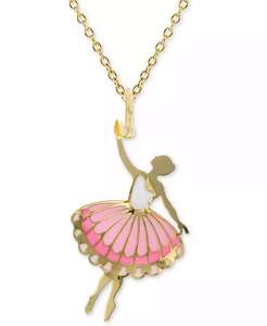 Enamel Ballerina 18" Pendant <b>Necklace</b> in <b>14k</b> <b>Gold</b> | Macy's - Product Image 1