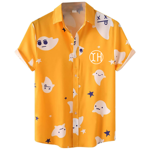 เสื้อเชิ้ตฮาวายพิมพ์ลายกราฟิกฮาโลวีนแบบสั่งทำพิเศษสำหรับผู้ชาย แขนสั้นทรงโอเวอร์ไซส์ ติดกระดุม สไตล์สตรีทแวร์ลำลองสำหรับงานปาร์ตี้ - Product Image 1