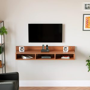 Mueble de TV de Madera para Montaje en Pared, Soporte para Decodificador/Panel de TV con Estantes para Libros y Unidad de Exhibición Decorativa - Product Image 2