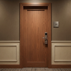 Puerta Interior Moderna de Madera de Caoba con Chapa de Madera, Puerta de Madera Sólida para Dormitorio, Cocina, Apartamento, Casa, Apertura Lateral - Product Image 4
