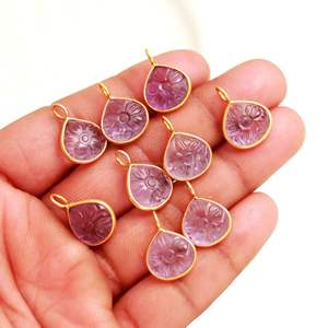 Colgante de Flor de Amatista Rosa Natural, Plata de Ley 925, Tallado a Mano, Gema en Forma de Corazón, para Fabricación de Joyas, Venta al por Mayor, 12MM - Product Image 5