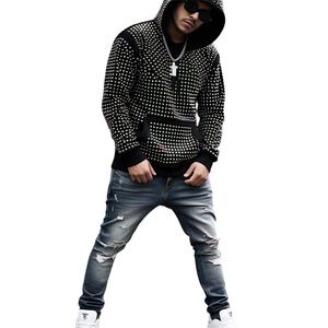 Fabricante personalizado sudaderas con capucha hombres Streetwear Rhinestone algodón francés Terry de gran tamaño en blanco Boxy cremallera completa Zip up sudaderas con capucha para hombres - Product Image 1