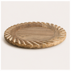 Handcrafted Eco-Friendly Mango Wood Charger <b>Plate</b> Round Scalloped Rustic Serving Tray for Wedding and Party Table <b>Decoration</b> - Product Image 2