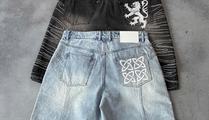 Embroidery <b>Customized</b> Sample Stone Washed Wide <b>Balloon</b> Leg Denim Shorts Baggy Fit Sun Fade 100% Cotton Summer Men - Product Image 6