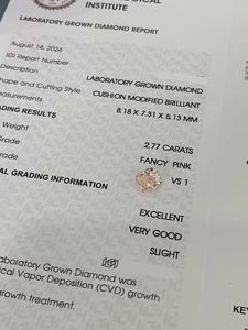 Diamants en vrac de laboratoire de 1 à 10 carats, taille coussin, certifiés IGI, clarté VVS, pour bijoux, diamants roses fantaisie CVD cultivés en laboratoire, vente en gros - Product Image 2