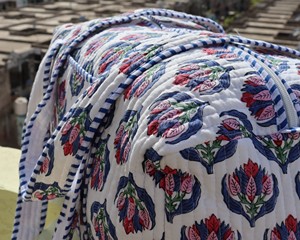 Beautiful Bohemian Cotton Duffle Bag Handmade Quilted Weekender Travel <b>Backpack</b> <b>Large</b> External Frame Block Printed Design Women - Product Image 3