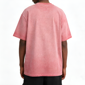 Camiseta Personalizada para Hombre, Talla Grande, 100% Algodón, Tejido Grueso, Detalle de Parche, 260 g/m², Estilo Urbano, Retro, Lavado, Lisa - Product Image 2