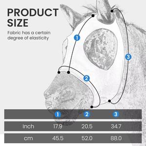 Masque anti-mouches pour chevaux, respirant, anti-moustiques, élastique, protection du visage, avec protection des oreilles, masque pour chevaux - Product Image 6