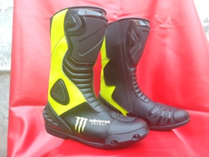 Bottes de moto pour hommes en cuir robuste avec protections rigides apparentes, bottes de sport en cuir imperméables - Product Image 2