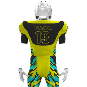 American Football Uniform Men's Yellow Black Sublimated Jersey Pants Set Moisture Wicking Fitted Short Sleeve All Seasons - Product Image 5