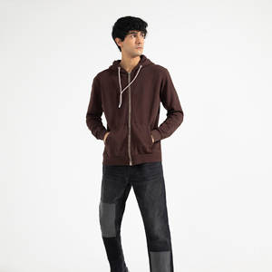 Sudadera con capucha de invierno para hombre, talla grande, con cremallera completa, logotipo personalizado, impresión digital, con cuentas, 100% algodón, venta al por mayor ODM/OEM - Product Image 2