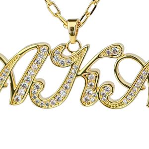 Gold Script Letter Pendant <b>Necklace</b> with Crystal Detail Fine Chain Elegant <b>Statement</b> Women Fashion Jewelry Everyday Party - Product Image 6