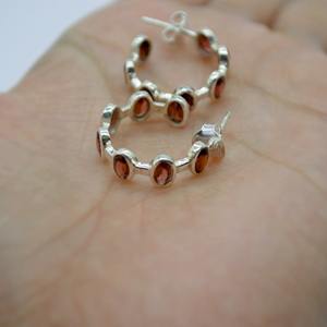 Pendientes de Aro de Plata de Ley 925 con Granate de Enero, Joyería Fina, Regalo de Cumpleaños para Ella - Product Image 3