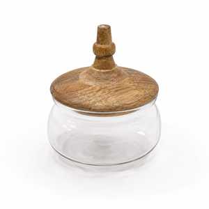Pot de conservation en verre le plus vendu avec couvercle en bois pour l'organisation des produits secs de cuisine et l'usage domestique, disponible à bon prix - Product Image 1