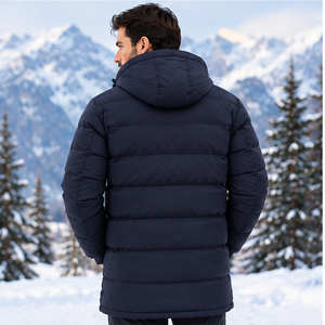 <b>Men's</b> Navy Blue Hooded Windbreaker <b>Jacket</b> Breathable Quick Dry Windproof Zipper Closure <b>Smart</b> <b>Casual</b> Winter Wear Thin Polyester - Product Image 2
