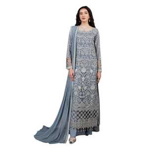 Robes de mariée de créateur à manches longues et col montant, robes de soirée pakistanaises de luxe brodées, longues, pour occasions spéciales - Product Image 1
