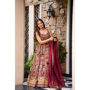 Vestido de diseñador Anarkali y Dupatta para Fiestas-Talla XS - Product Image 3