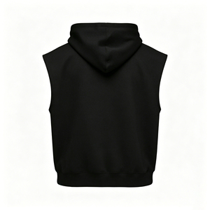 Sweat-shirt à capuche sans manches pour hommes, fermeture éclair, polaire, couleur unie, décontracté, coupe régulière, vêtements d'automne - Product Image 5