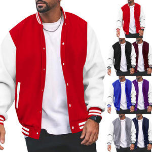TREAHDX INDUSTRIES US Size Plus Size Men's Varsity Jacket Winter Warm Wool/Polyester <b>Covered</b> <b>Button</b> Logo Front High Quality 2024 - Product Image 2