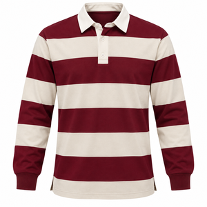 Camiseta de Rugby Personalizada para Hombre, Manga Larga, Rayada, Cuello Polo, Jersey de Algodón, Camiseta de Rugby Personalizada para Hombre, Manga Larga, Rayada - Product Image 1