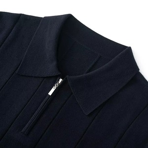 Polo en Laine Homme à Manches Courtes de Haute Qualité pour l'Été, Anti-Boulochage, avec Fermeture Éclair 1/4 et Logo Personnalisé - Product Image 3