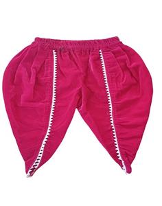 Dhoti de terciopelo bordado de manga larga - Color granate - Product Image 3