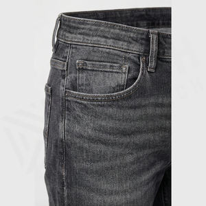 Jean en denim coupe droite délavé foncé pour homme, taille haute, coupe slim, en coton, style décontracté, pantalon d'automne - Product Image 5