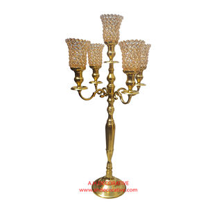 Caliente y atractivo oro 5 brazos candelabros alto oro Metal candelabro boda candelabro Venta caliente candelabro hecho a mano - Product Image 6