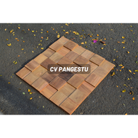 PANGESTU Panneaux muraux en mosaïque de teck recyclé modernes, insonorisés, à motif géométrique, pour la maison, le divertissement, la décoration des villas et le commerce