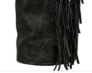 Pantalones de Montar a Caballo de Cuero Vacuno Genuino para Hombre con Flecos, Estilo Vaquero Occidental, Protección para las Piernas - Product Image 5