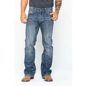 Jeans de Mezclilla para Hombre, Corte Recto, Lavado a la Piedra, Transpirables, Cintura Media, Corte Regular, Estilo Casual Urbano, para Otoño - Product Image 1