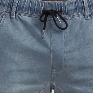 Shorts d'été vintage pour hommes, effet usé, broderie, délavage acide, en coton épais, avec poches - Product Image 6
