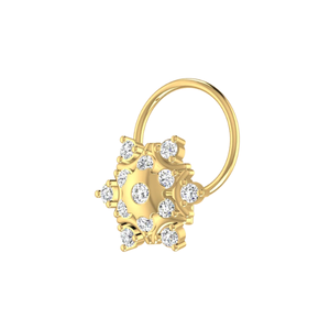 AJRETAIL - Piercing de Nariz con Diamante Natural de 0.14 Quilates, Oro de 14K, Corte Brillante, Diseño Floral, Estilo Étnico para Mujer, Color HI, Claridad VS-SI - Product Image 4