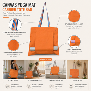 Bolsa de Lona Premium para Colgar el Tapete de Yoga |   Bolsa de Transporte Reutilizable para Esterilla de Pilates y Ejercicio, con Bolsillo Frontal Grande para Mujeres - Product Image 6
