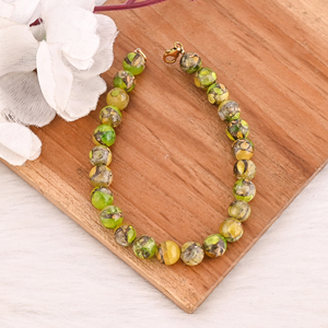 Natural Peridot Copper <b>Beads</b> <b>Gold</b> Plated 925 Sterling Silver <b>Bracelet</b> Handmade Gemstone Jewelry for Unisex Party Wedding Gift - Product Image 4