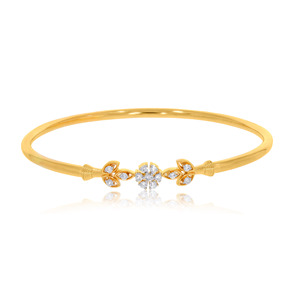 Bracelet jonc en or jaune avec diamants ronds brillants cultivés en laboratoire, design classique pour femme, à porter au quotidien - Product Image 1