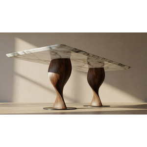 Table à manger en marbre Calacatta Violet, plateau en marbre de qualité supérieure, pieds en bois massif noyer, mobilier de salle à manger de luxe PISANO - Product Image 3